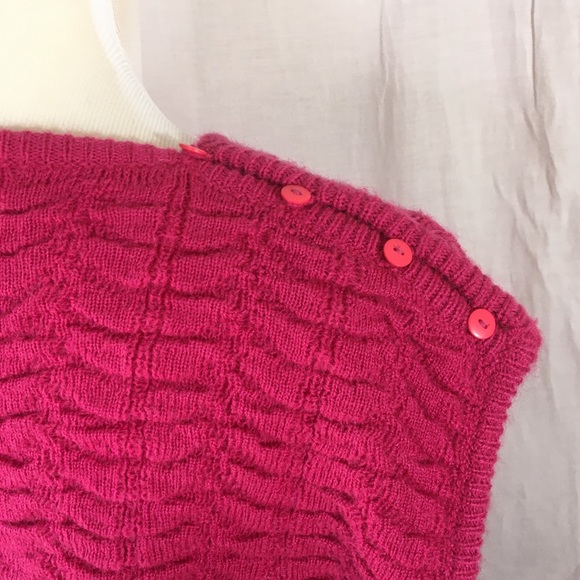 Vintage 80s Chaus Sleeveless Knit Sweater Hot Pink - Picture 12 of 14